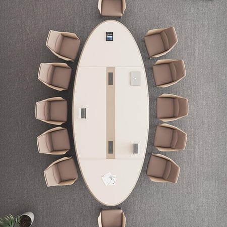 طاولة اجتماعات بيضاوي باللون البيج