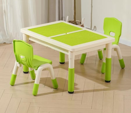 طاولة مكعبات بناء متعددة الوظائف للأطفال – مع كراسي