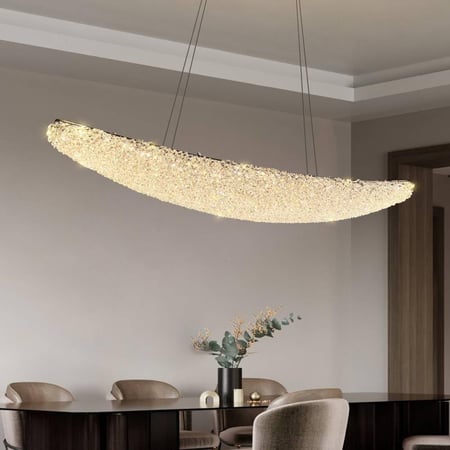 ثريا كريستالية ذهبية بتصميم سفينة – إضاءة LED ثلاثية الألوان