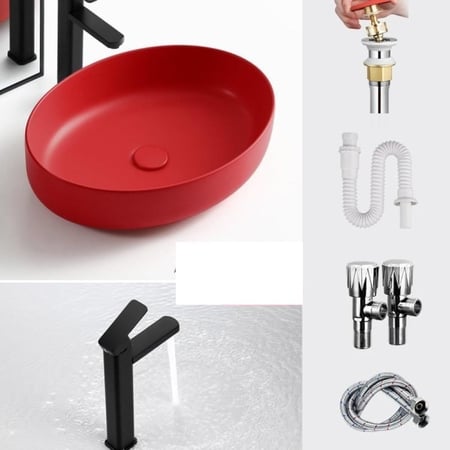 حوض غسيل فني – أحمر بأشكال متعددة