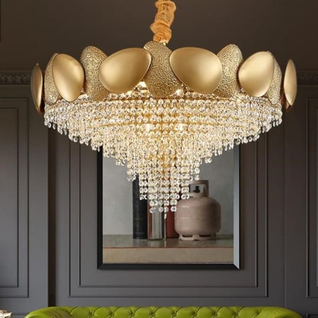 ثريا كريستالية دائرية فاخرة بإضاءة LED – تصميم عصري