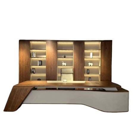 كتب تنفيذي فاخر من خشب الدردار الصلب بتصميم حديث وأنيق