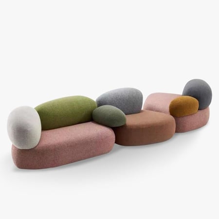 مجموعة أرائك عصرية مستوحاة من شكل الحصى – تصميم فاخر ومريح