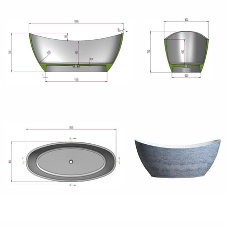 حوض استحمام  من حجر الترافرتين