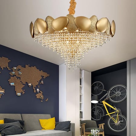 ثريا كريستالية دائرية فاخرة بإضاءة LED – تصميم عصري