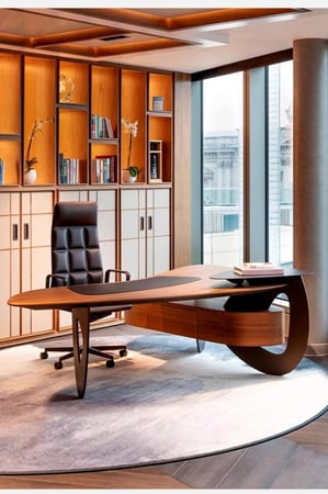 مكتب خشبي فاخر مصنوع من خشب باللون البني