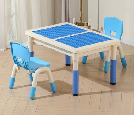 طاولة مكعبات بناء متعددة الوظائف للأطفال – مع كراسي
