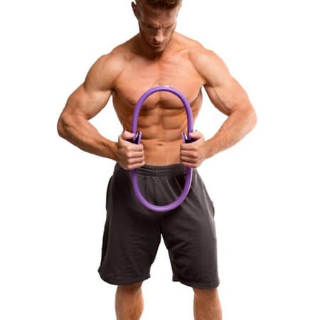 حلقة بيلاتس دائرية سوداء من سباكير بمقابض جانبية مبطنة لتمارين المقاوم