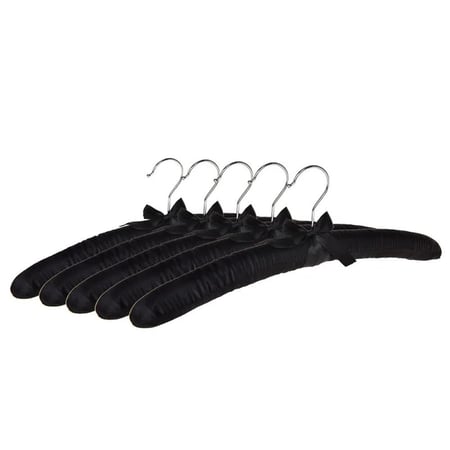 علاقة ملابس ستن اسود 5حبه