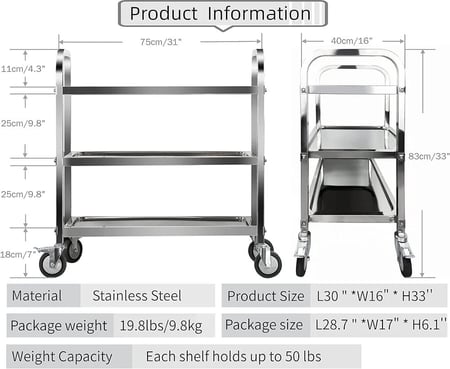 عربية طعام استيل كروم
