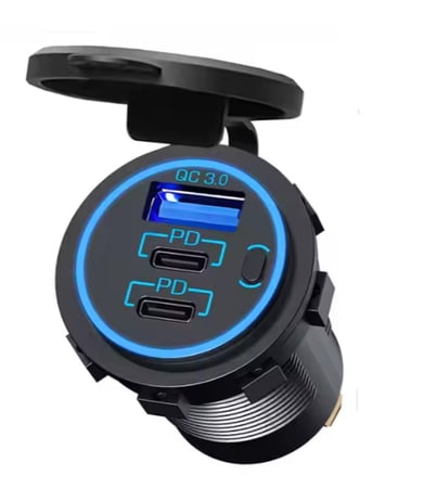 شاحن دائري USB و  تايب سي