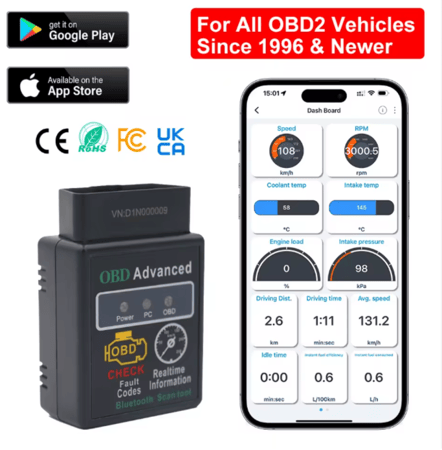 جهاز فحص السيارة المتقدم bluetoth4.0 V1.5 ODB2 EODB2 قارئ رمز المحرك التشخيصي