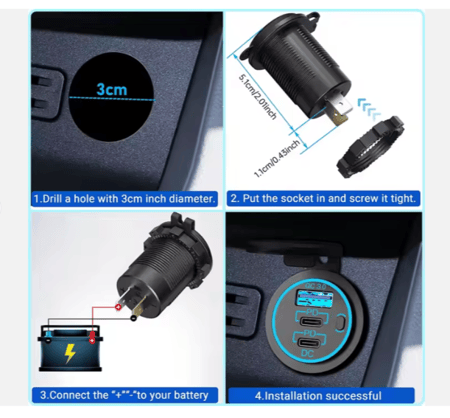 شاحن دائري USB و  تايب سي