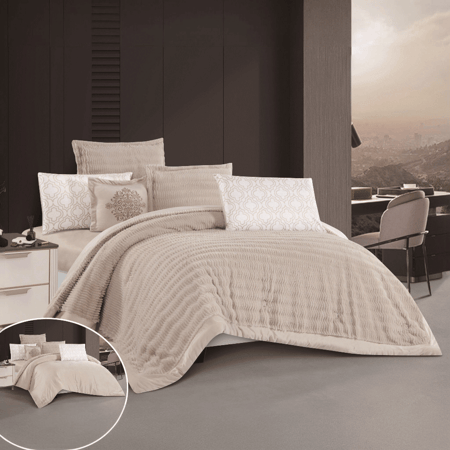 مفرش ليان شتوي مخمل محفور - 7 قطع نفرين