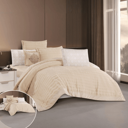 مفرش ليان شتوي مخمل محفور - 7 قطع نفرين