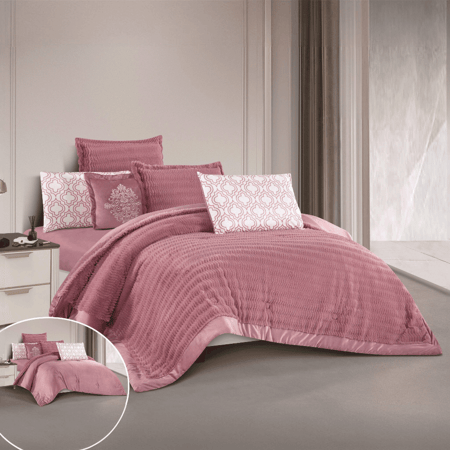 مفرش ليان شتوي مخمل محفور - 7 قطع نفرين