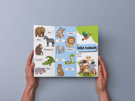 مطوية Wild animals ثاني إبتدائي