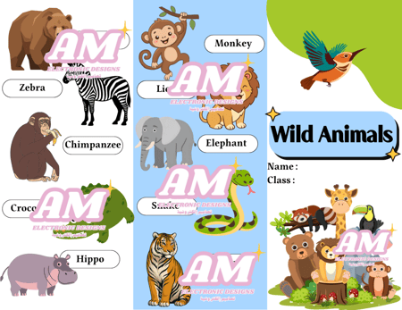 مطوية Wild animals ثاني إبتدائي