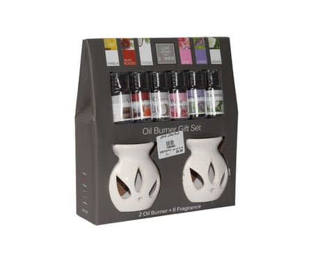 طقم فواحات سيراميك مع زيوت عطرية - 8 قطع
