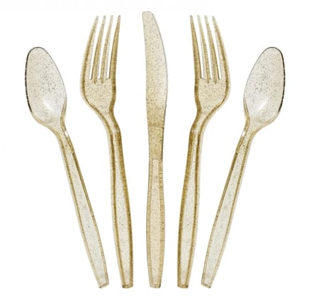 ملاعق وشوك ضيافة بلاستيك شفاف لامع