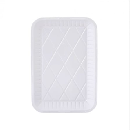 صحون بلاستيك بيضاء مستطيلة مقاس 3 ( 50 صحن )