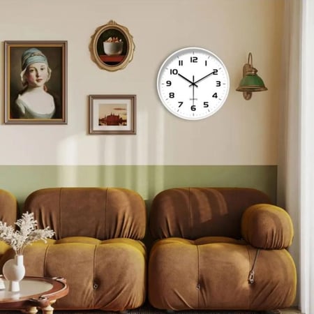 ساعة حائط دائرية للمكاتب - عصرية بسيطة - ساعة تناظرية صامتة بدون تكتكة، تعمل بالبطارية -قطر  35.56 سم ( البطاريات غير مرفقة)