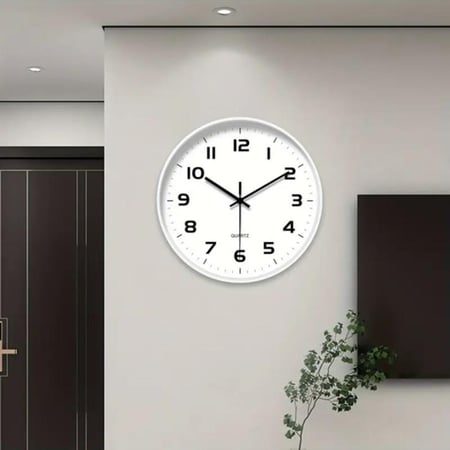 ساعة حائط دائرية للمكاتب - عصرية بسيطة - ساعة تناظرية صامتة بدون تكتكة، تعمل بالبطارية -قطر  35.56 سم ( البطاريات غير مرفقة)