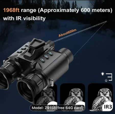 ‎دربيل ليلي احترافي 4K Z9158: رؤية ليلية فائقة مع كشاف تكتيكي دربيل ليلي