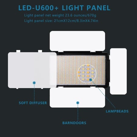 مصباح استوديو تصوير LED + Nagnahz U800