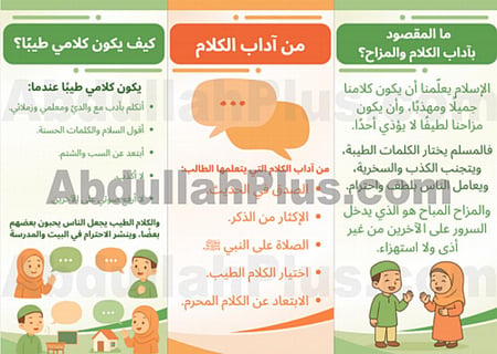 مطوية اداب الكلام والمزاح - دراسات اسلامية  PDF