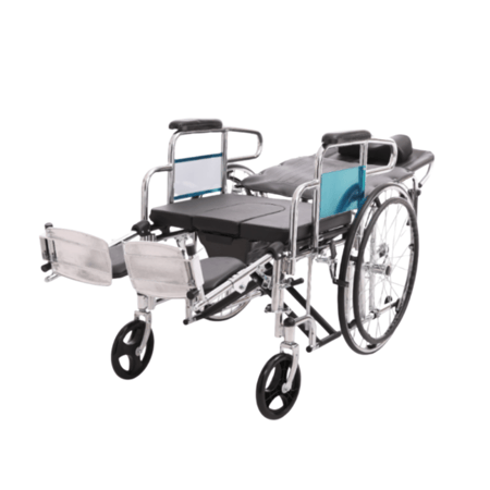 كرسي متحرك طبي بفتحة حمام قابل للإرجاع 180° موديل KY608GC-51 لكبار السن والمرضى