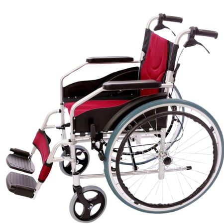 كرسي متحرك طبي ألمنيوم قابل للطي KY868LAJ-A-46 أحمر | خفيف وسهل الحمل