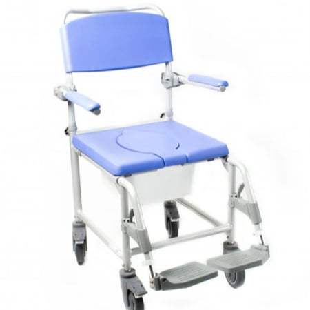 كرسي حمام و استحمام تايواني عالي التحمل ذاتي الدفع بعجلات خلفية صغيرة بعدة مقاسات