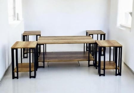 طقم طاوله قهوة خشبيه خمس قطع دورين