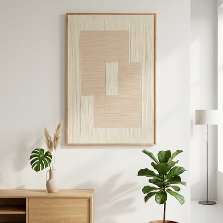 لوحة جدارية تصميم هندسي بتدرجات البيج والكريمي