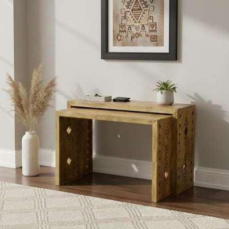 كونسول ضيافة مدرج خشب هندي