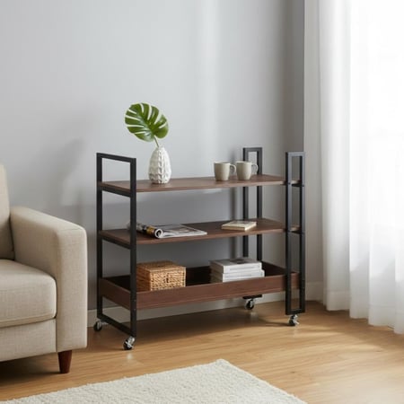 عربية تقديم وضيافة خشبي ثلاث ادوار بعجلات