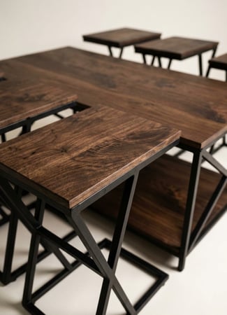 طقم طاولة قهوة مودرن 7 قطع  تصميم ذكي موفر للمساحة