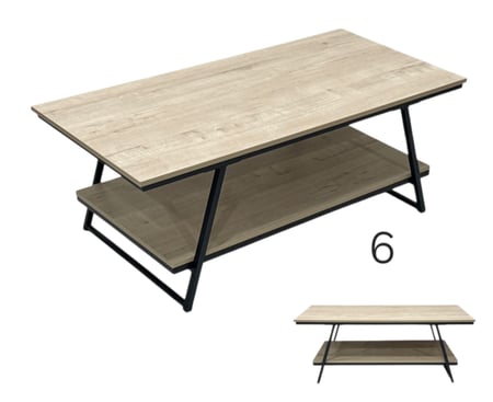 طاولة قهوة مودرن دورين بسطح خشب