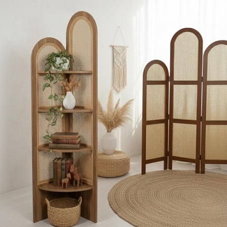 طقم رف زاويه مع بارتشين ديكوري