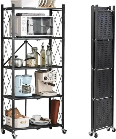 أرفف تخزين قابلة للطي بعجلات