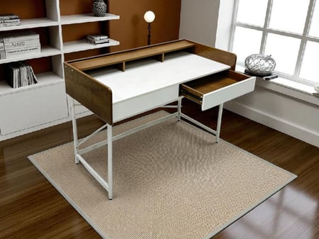 مكتب منزلي خشبي بأرجل معدنيه