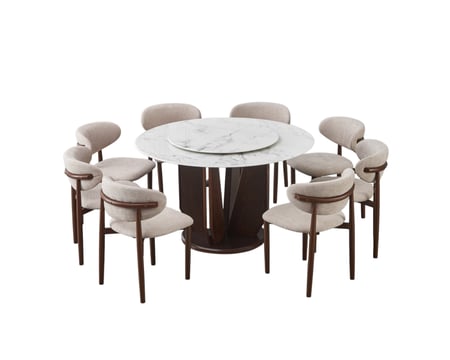 طقم طاولة رخام فاخره برف دوار8 كراسي