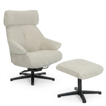 كرسي استرخاء "إليت" الفاخر بظهر مرتفع – طقم مقعد دوار مع مسند قدم