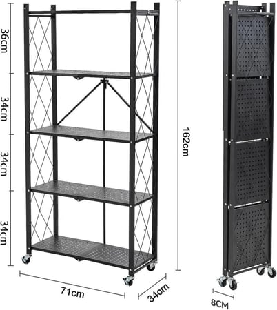أرفف تخزين قابلة للطي بعجلات