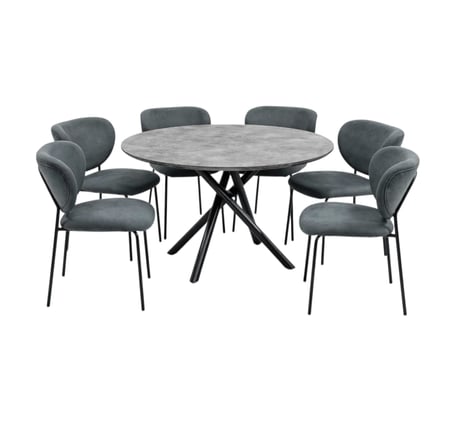 طقم طاولة طعام خشب دائرية مودرن 6 كراسي