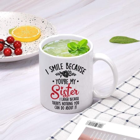 كوب قهوة بتصميم لأفضل أخت على الإطلاق - 11 أونصة- شكل 5