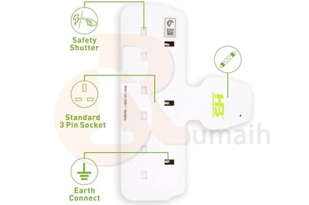 توصيلة قسام كهرباء بـ 3 افياش لون ابيض