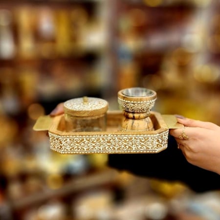 مبخر مع علبة للعود طقم-دخون للعطور