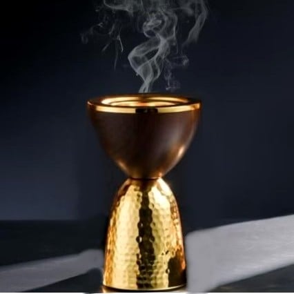 مبخر ذهبي مع خشبي-دخون للعطور